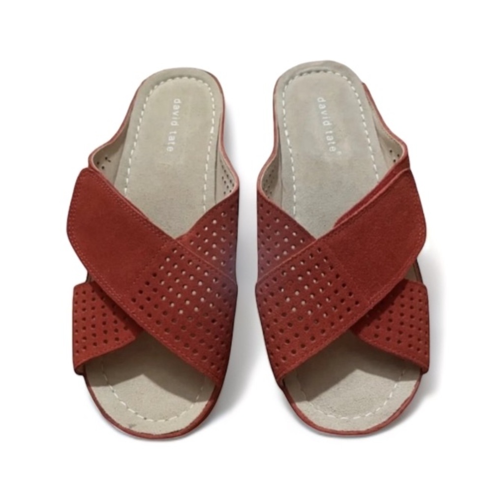 David Tate Red Sandals Microsuede Footbed Size 8 NEW